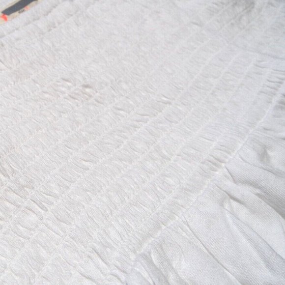 J.CREW CREWCUTS GIRLS WHITE SMOCKED SHORT FLUTTER SLEEVE TOP - Picture 3 of 4